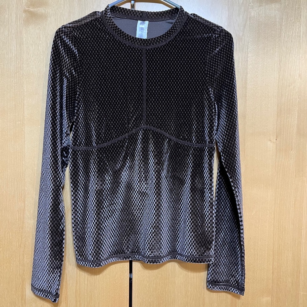 Brown lightweight velour long sleeve Fabletics women's top